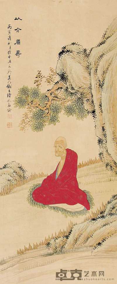 陆铁夫 丙寅(1926年)作 以介眉寿 立轴 103×43cm